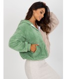 Džemperis su užtrauktuku ir kapišonu Relevance (žalios ir smėlio spalvų)